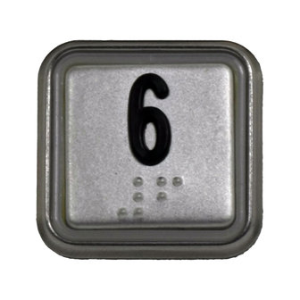 Drukknop BLX met braille, cijfer 6